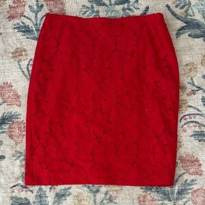 Banana Republic Vibrant Red Floral Pencil Skirt